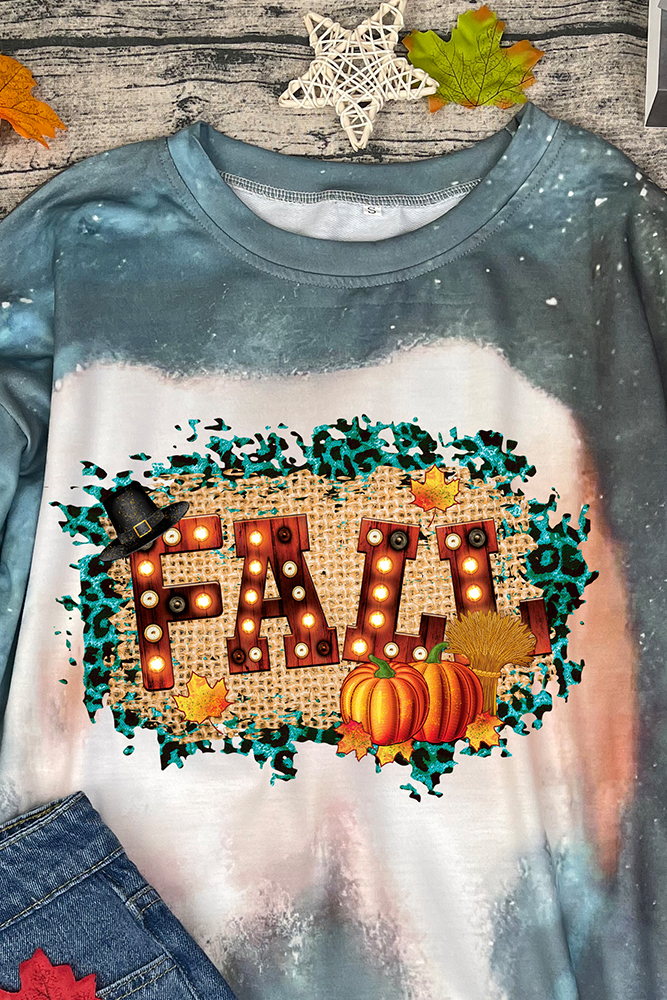 Halloween Print Bleached Tie Dye O-neck Sweatshirt Women UNISHE Wholesale