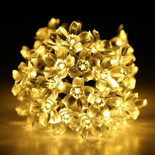 Waterproof Solar LED Sakura Flower String Lights Garden Decor Gift