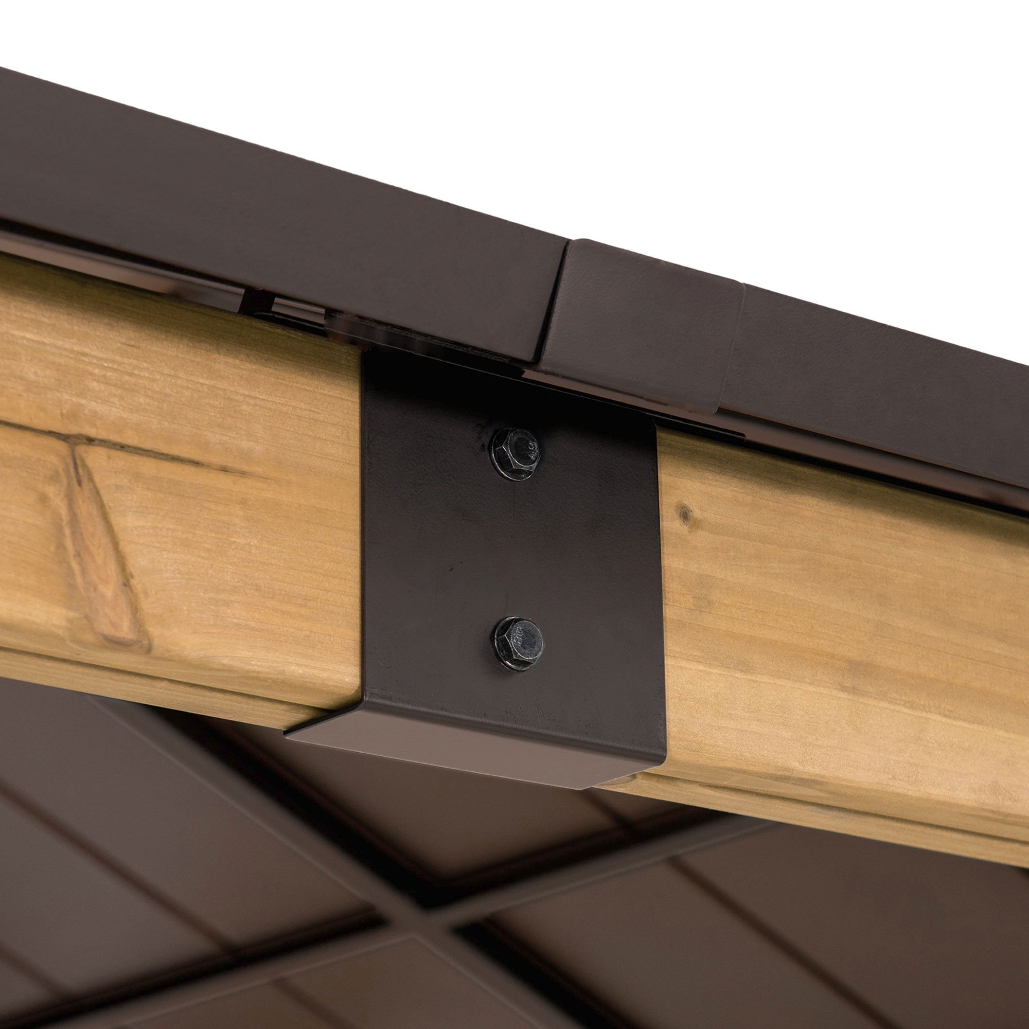 Sunjoy 11 ft. x 11 ft. Cedar Framed Gazebo with Brown Steel and Polycarbonate Hip Roof Hardtop