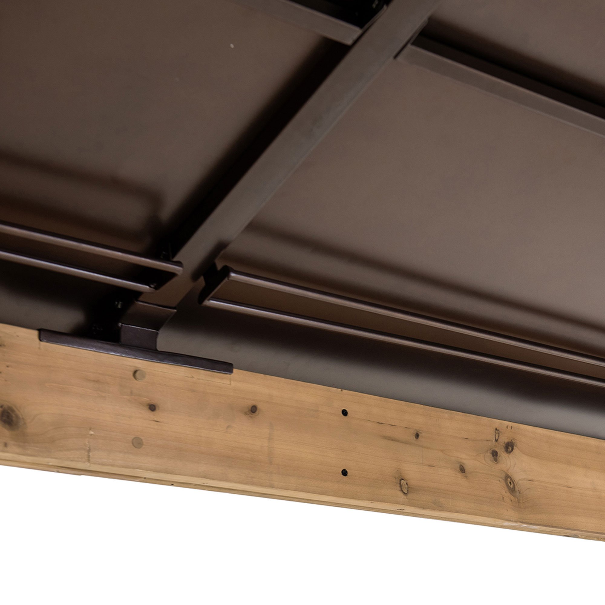 Sunjoy Brown 11 ft. x 13 ft. Cedar Framed Gazebo with 2-tier Steel Roof and Hook