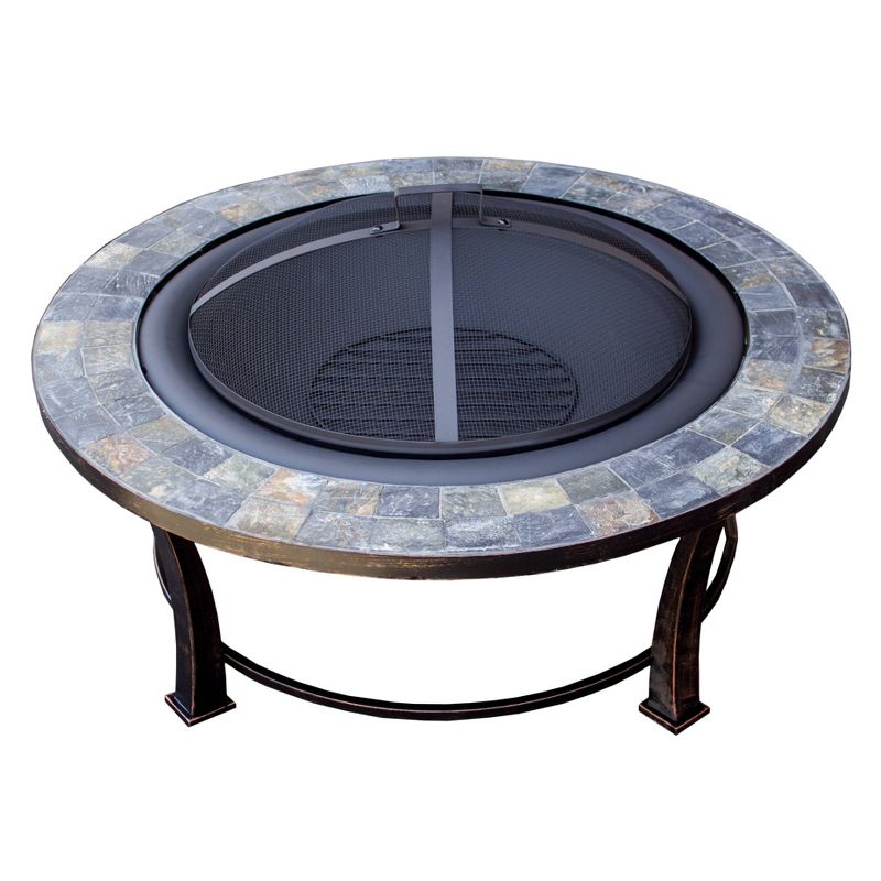 Wood Burning Fire Pit with Round Slate Table – AZ Patio Heaters