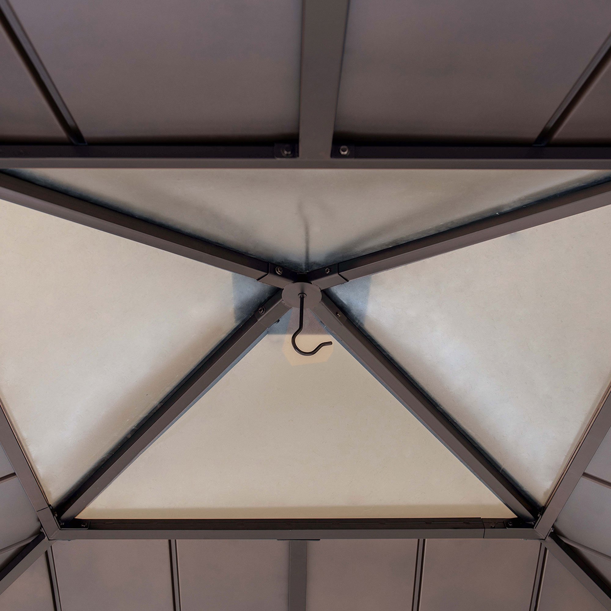 Sunjoy 11 ft. x 11 ft. Cedar Framed Gazebo with Brown Steel and Polycarbonate Hip Roof Hardtop