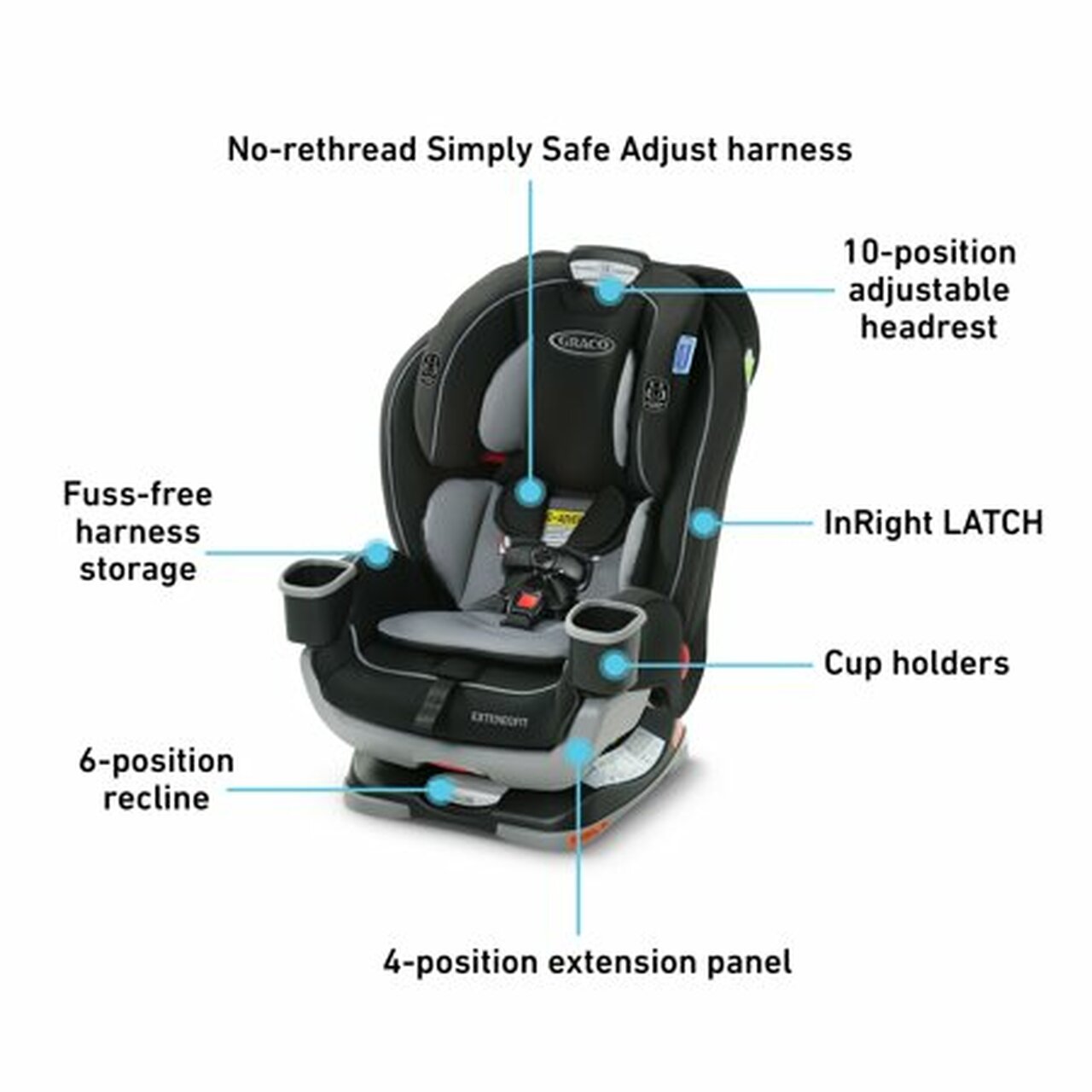 Graco Extend2Fit 3-in-1 Convertible Car Seat, Titus