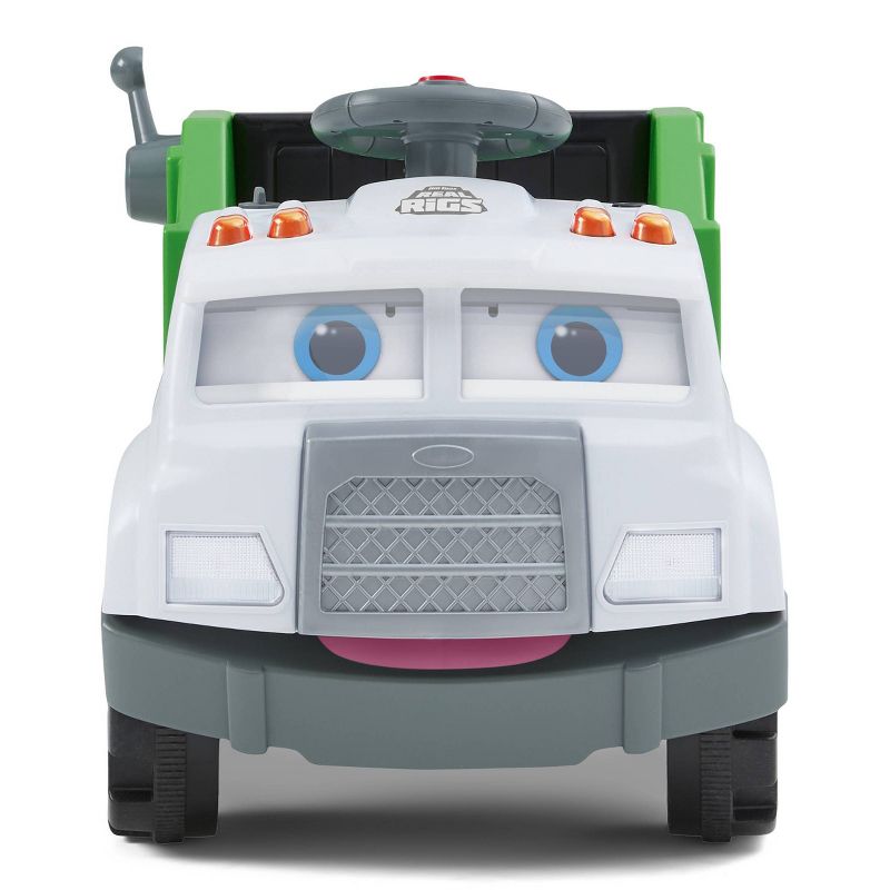 Kid Trax 6V Real Rigs Recycling Truck Interactive Powered Ride-On – Green/White