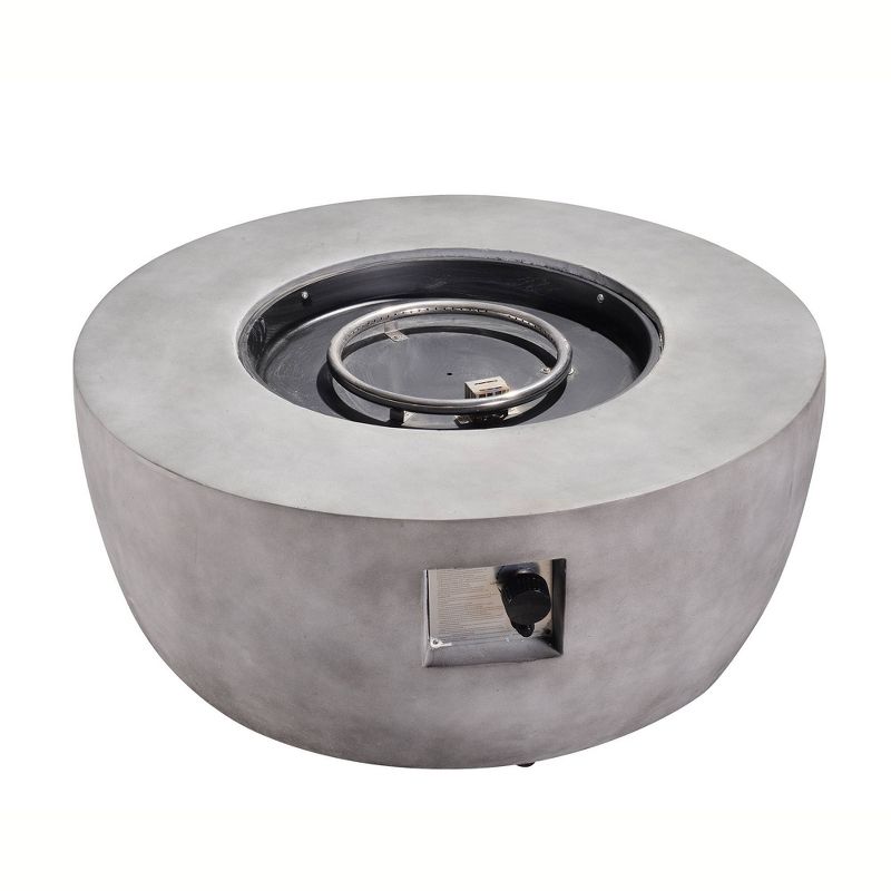 Modern 36″ Outdoor Bowl Round Propane Gas Fire Pit with Concrete Base – Teamson Home