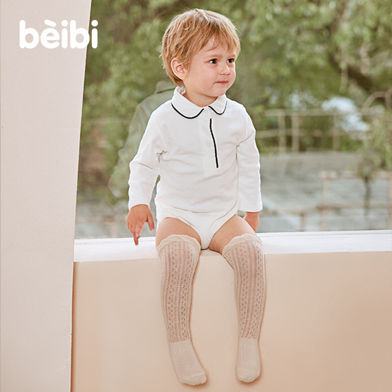 贝比童袜2022过膝防蚊袜夏季薄款可爱网眼袜不勒婴儿长筒袜宝宝袜